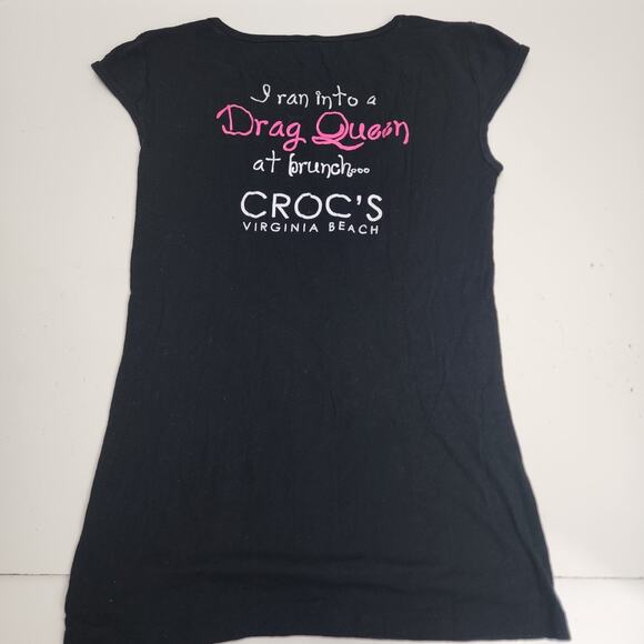 Drag Queen Brunch at CROC'S Virginia Beach Black Dual Sided T-Shirt Women Size S - Picture 3 of 4